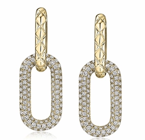 A.Jaffe Iconic Quilted Round Dangle Diamond Earrings in 14K Yellow Gold (1.27ctw) Vibrant Decoration Rustic Ornament