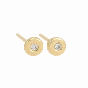 18k Petite Gold   Diamond Studs - 18ky Gold   VS Diamonds Delicate Embellishment