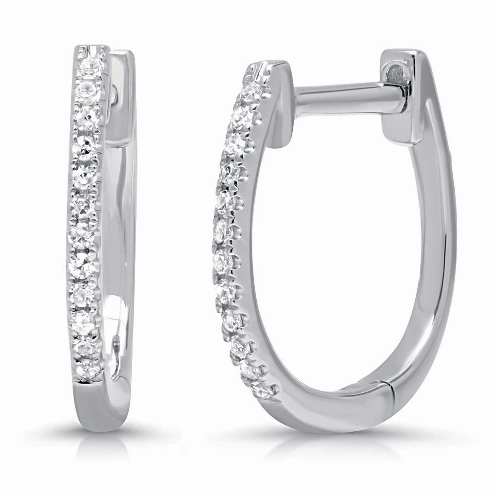 Creative Trinket Bremer Jewelry Round Huggie Diamond Earrings in 14K White Gold (0.08ctw)