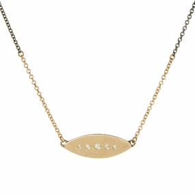 Peas in a Pod Horizontal Necklace - 14k Gold, Oxidized Silver   VS White Diamonds Winter Gift