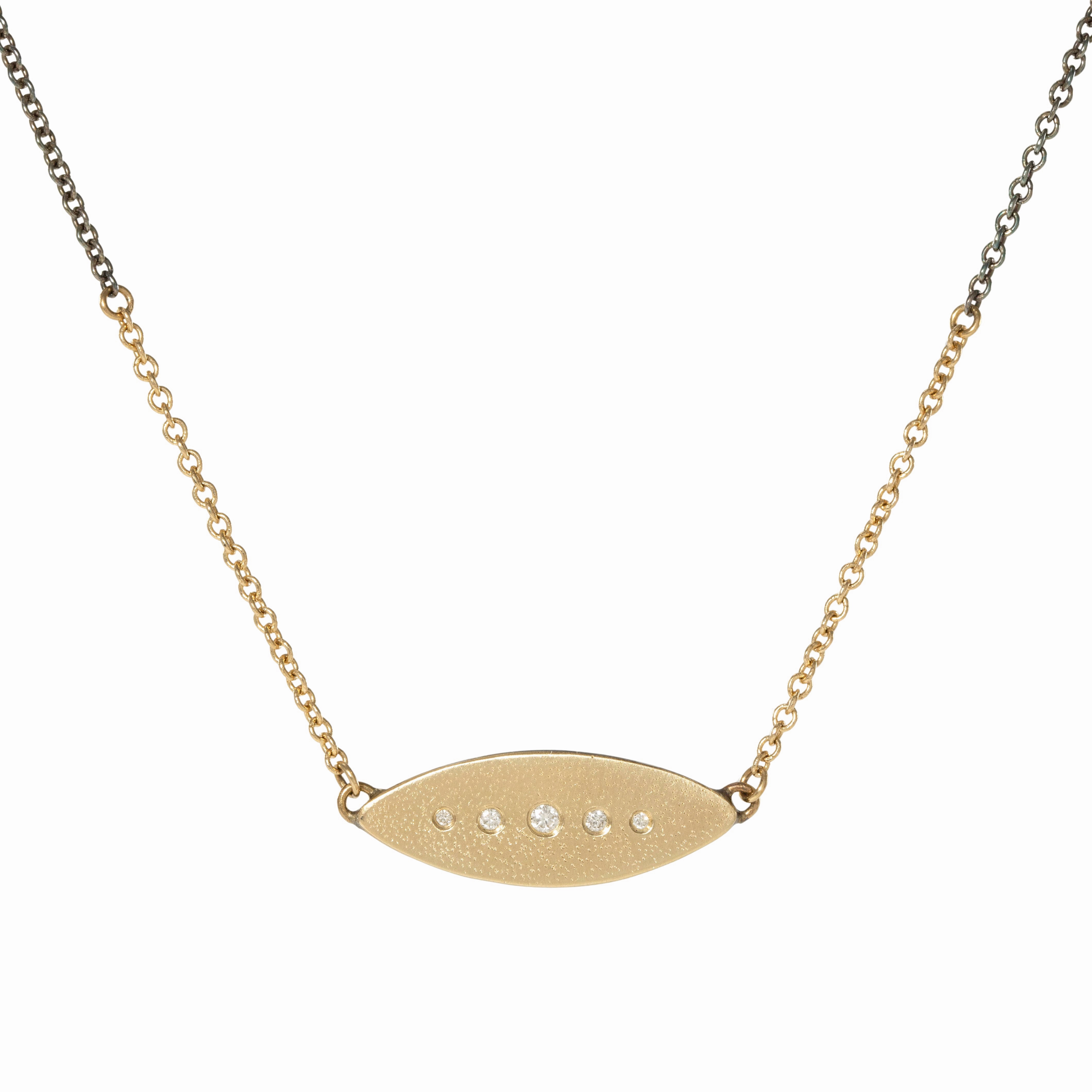 Peas in a Pod Horizontal Necklace - 14k Gold, Oxidized Silver   VS White Diamonds Winter Gift