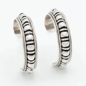 Pricilla Apache Navajo Handmade Sterling Silver 2" Hoop Earrings Chic Update
