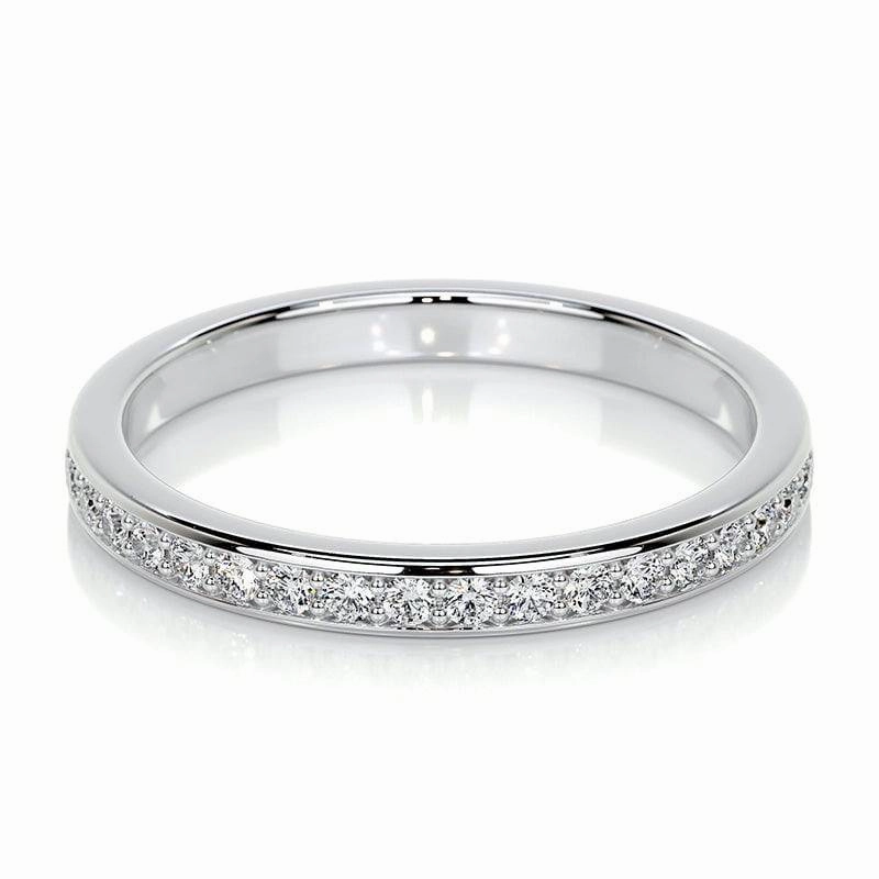 Louily Channel Set Curved Half Wedding Band In Sterling Silver Shiny Treasures