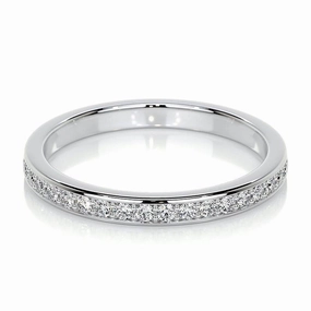 Trend Look Louily Channel Set Curved Half Wedding Band In Sterling Silver