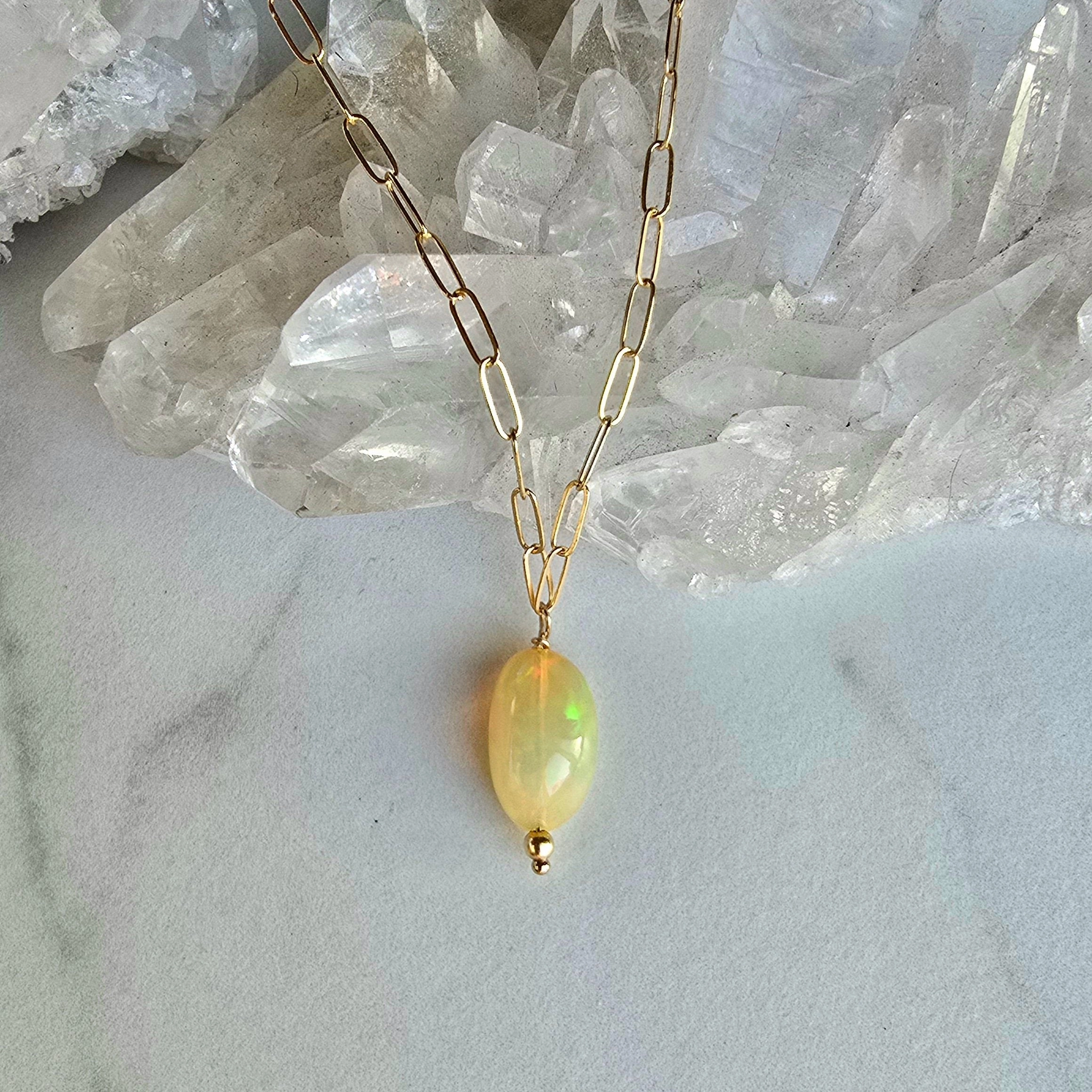 Professional Look Opal Necklace - 14k Gold-Fill