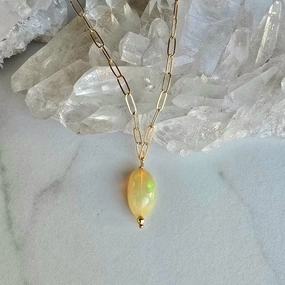 Professional Look Opal Necklace - 14k Gold-Fill