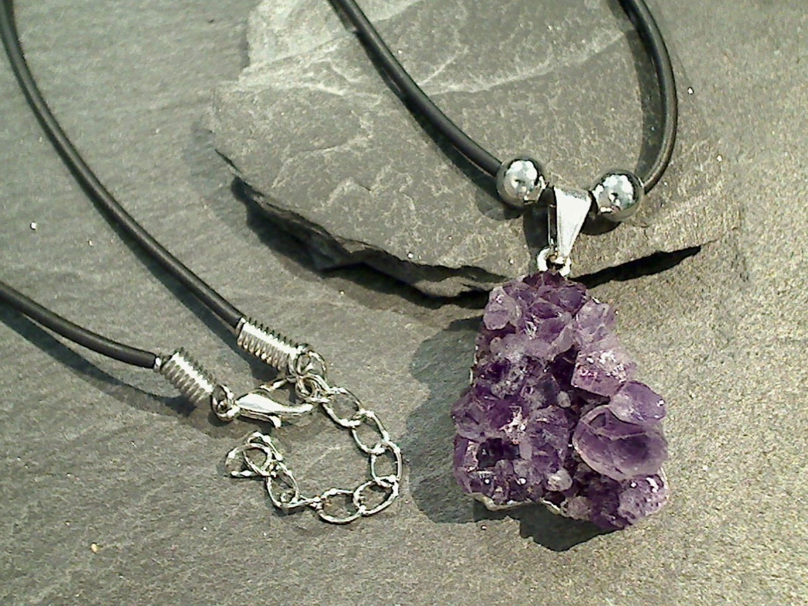 Amethyst Crystal Cluster Necklace - Silver Plated Fashion Sense Holiday Gift