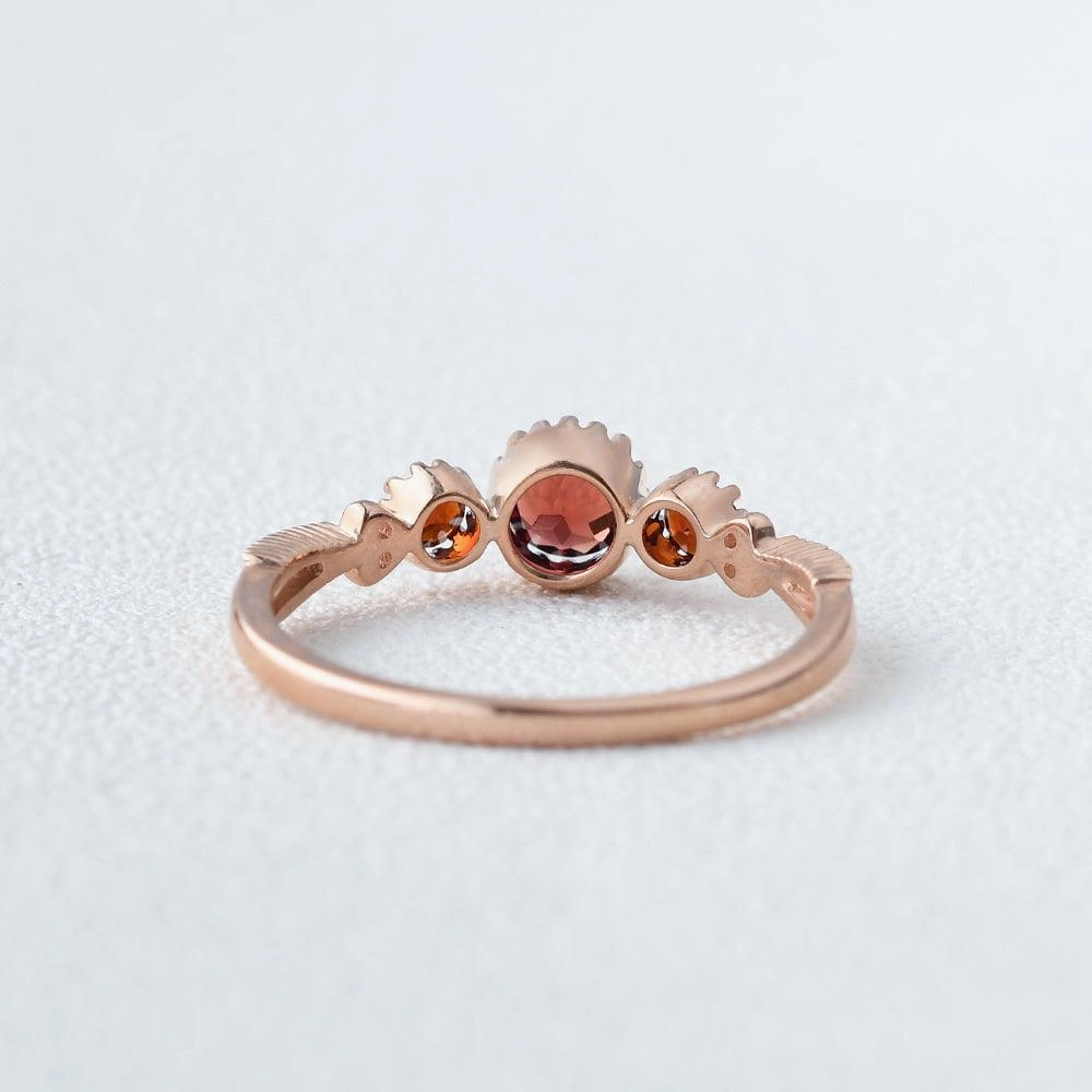 Casual Combo Garnet Three-stone Petite Stacking Ring