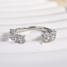 Louily Dainty White Gold Open Wedding Band In Sterling Silver Inspired Feature Delicate Pair