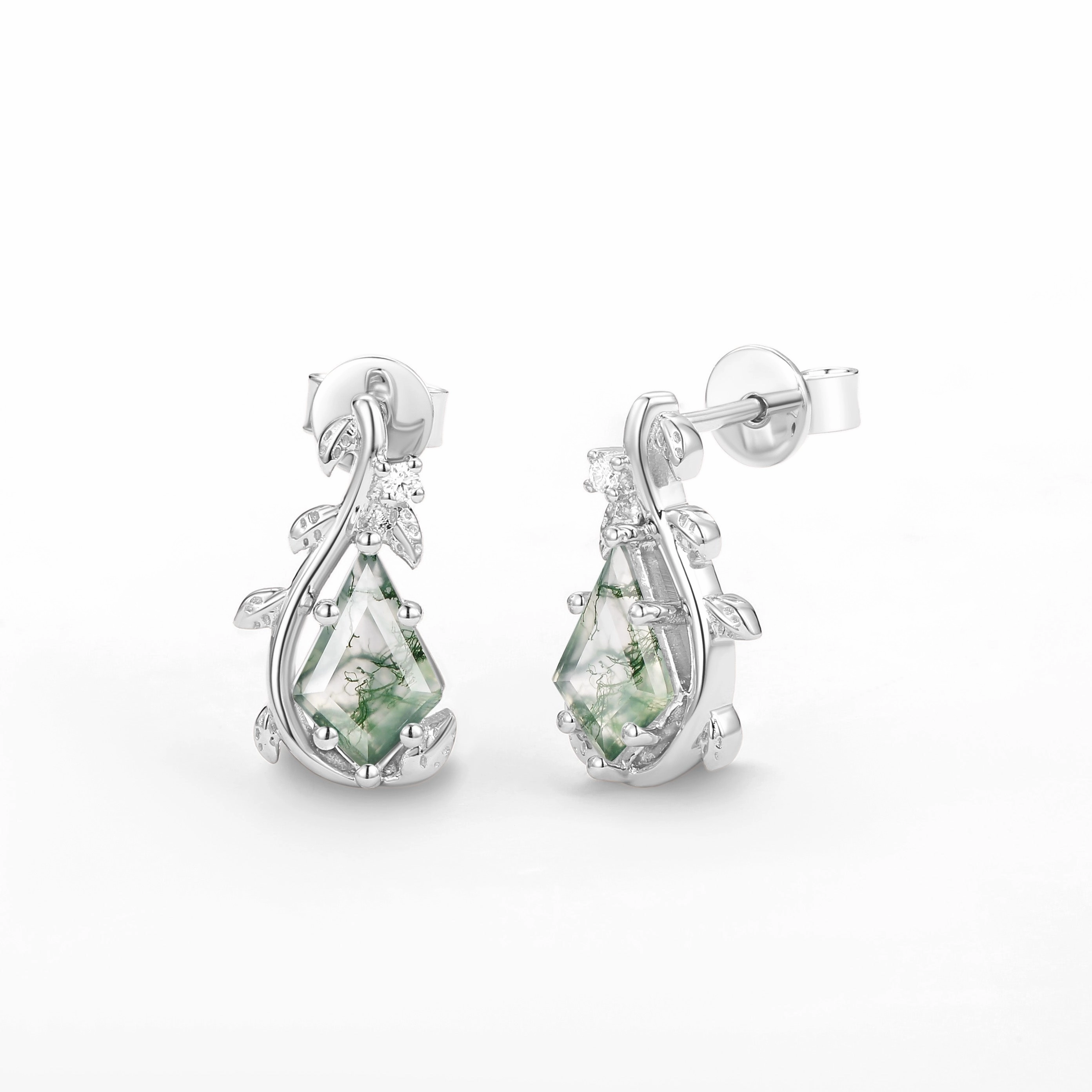 Charming Accessories Timeless Form Felicegals Moss Agate Nature Inspired Earrings - Willow