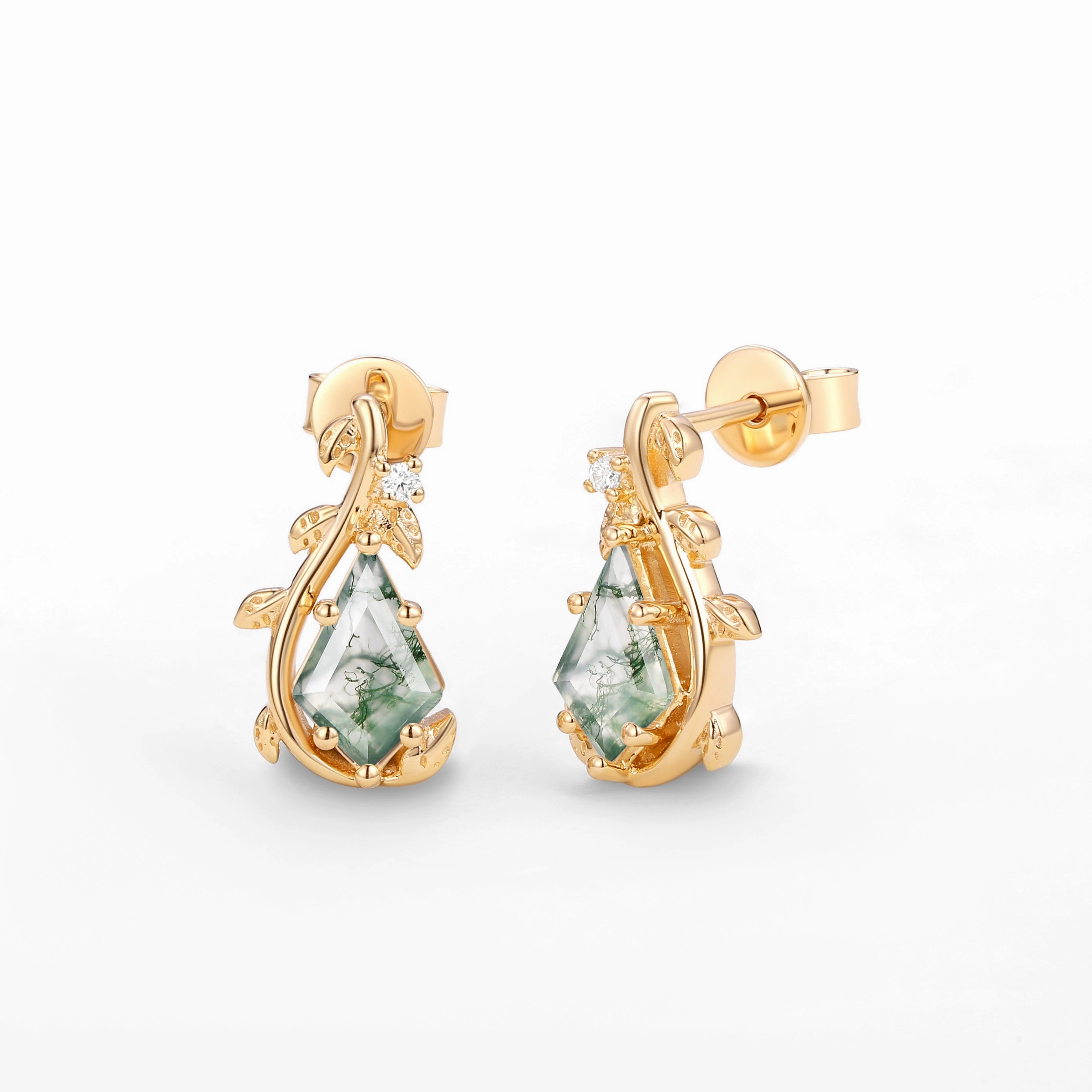 Felicegals Moss Agate Nature Inspired Earrings - Willow Fashion Statements Sophisticated Accent