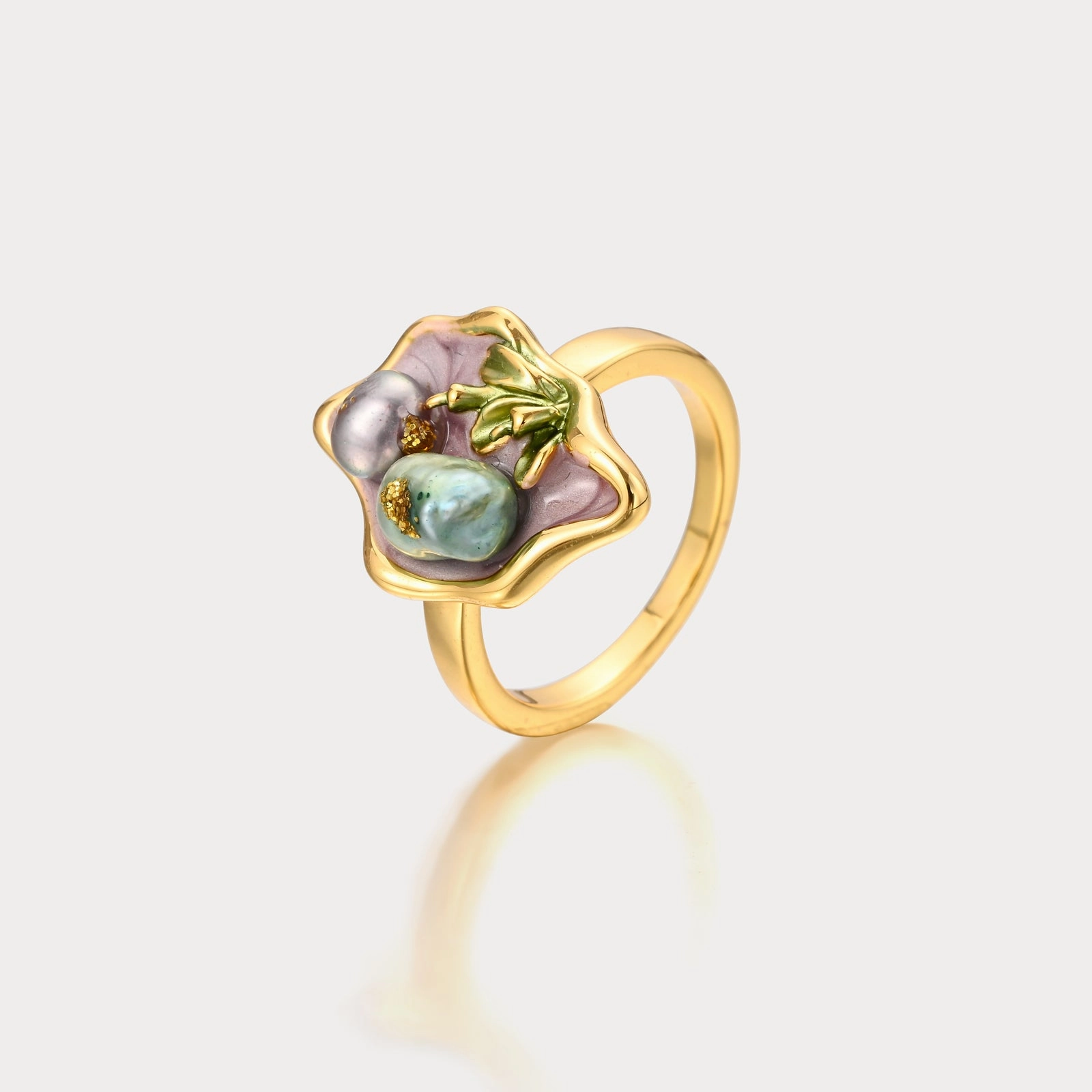 Purple Pearl Tulip Flower Ring Wonderful Piece