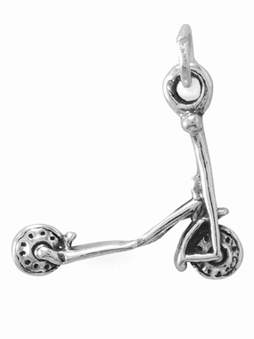 Modern Detailing Push Kick Scooter Charm Sterling Silver Antiqued Finish