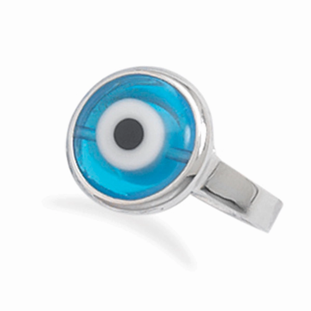 Superior Style Evil Eye Ring Blue Rhodium-plated Sterling Silver, 6