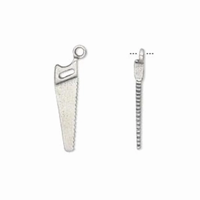 Carpenters Tool Hand Saw Charm Charm Sterling Silver Double-Sided Design Stylish Touch Bold Texture