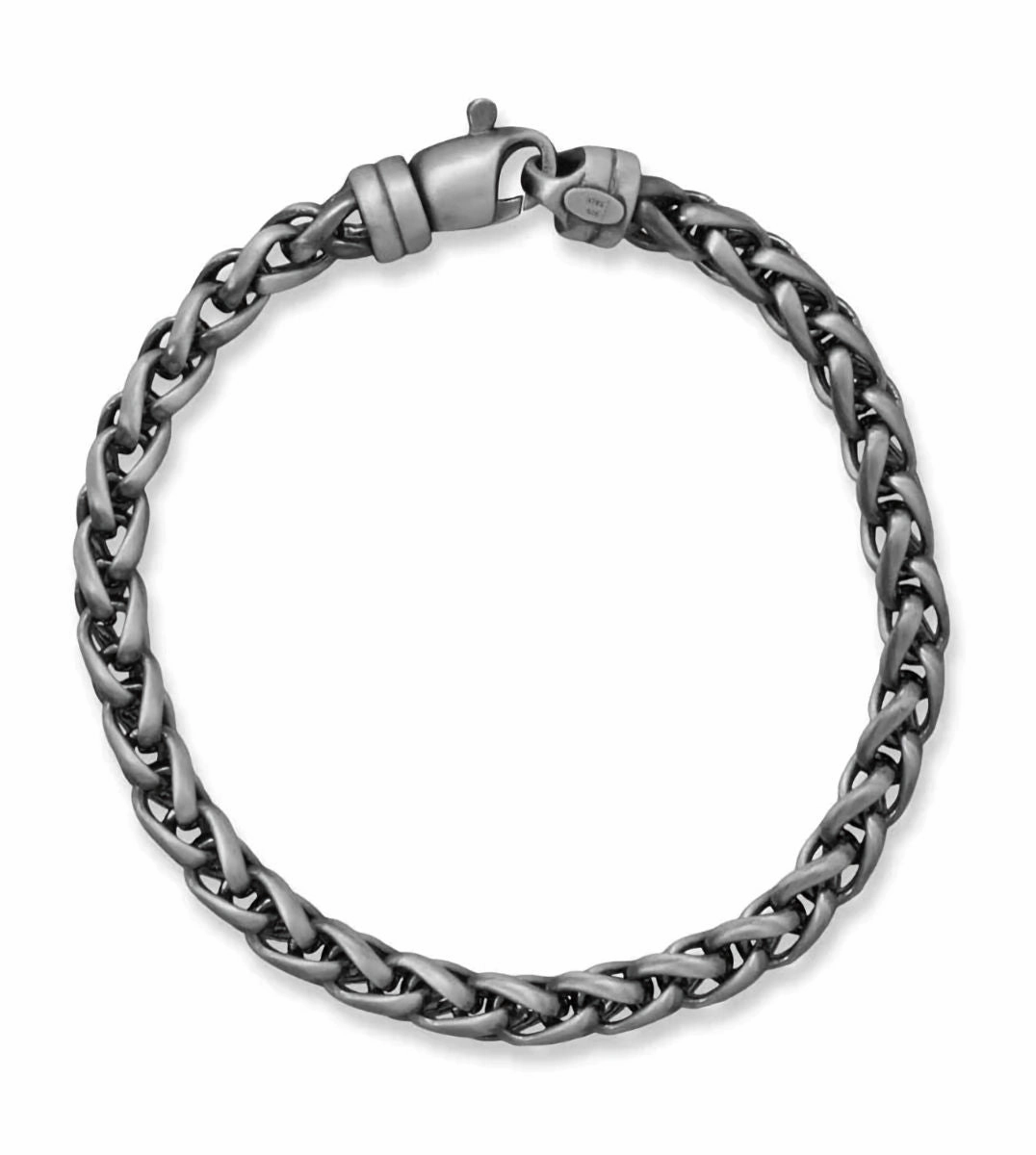 Contemporary Accent Mens Bracelet Brushed Wheat Chain Black Rhodium