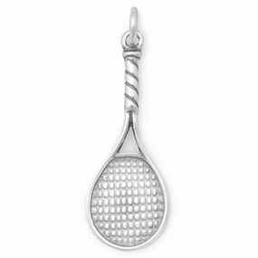 Tennis Racquet Charm Sterling Silver Dramatic Look