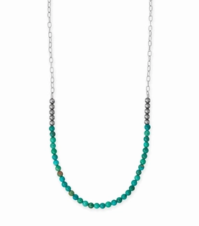 Pastel Palette Dazzling Piece Stabilized Turquoise Bead Necklace with Chain Handmade in the USA