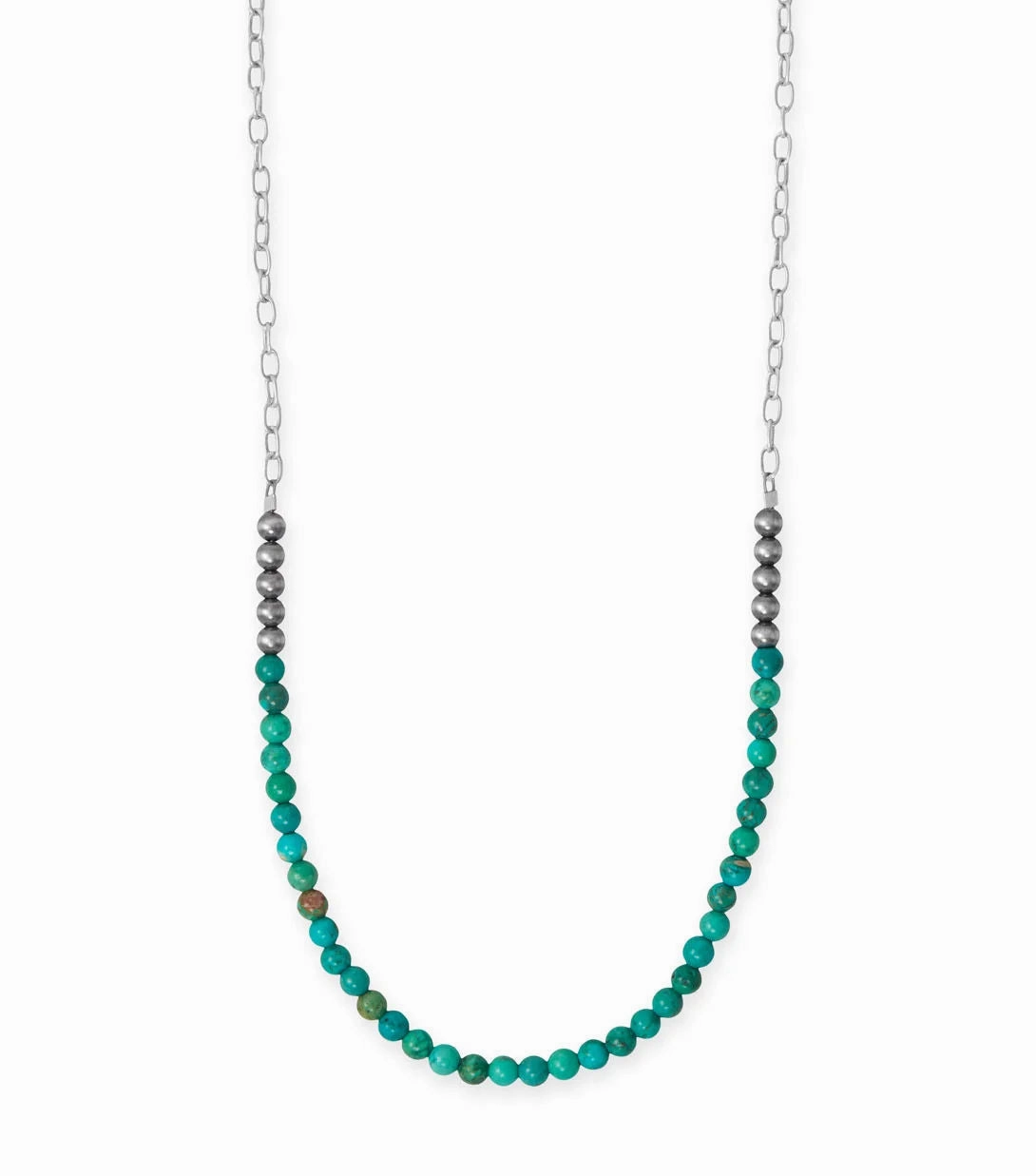 Pastel Palette Dazzling Piece Stabilized Turquoise Bead Necklace with Chain Handmade in the USA