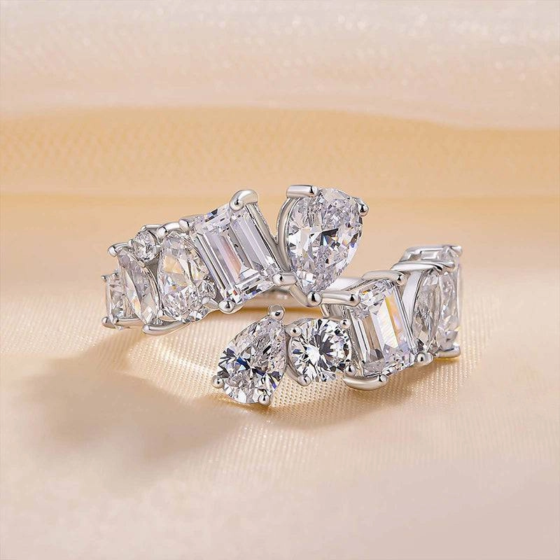 Gleaming Sparkle Shiny Stones Louily Unique Design Wedding Band for Women In Sterling Silver