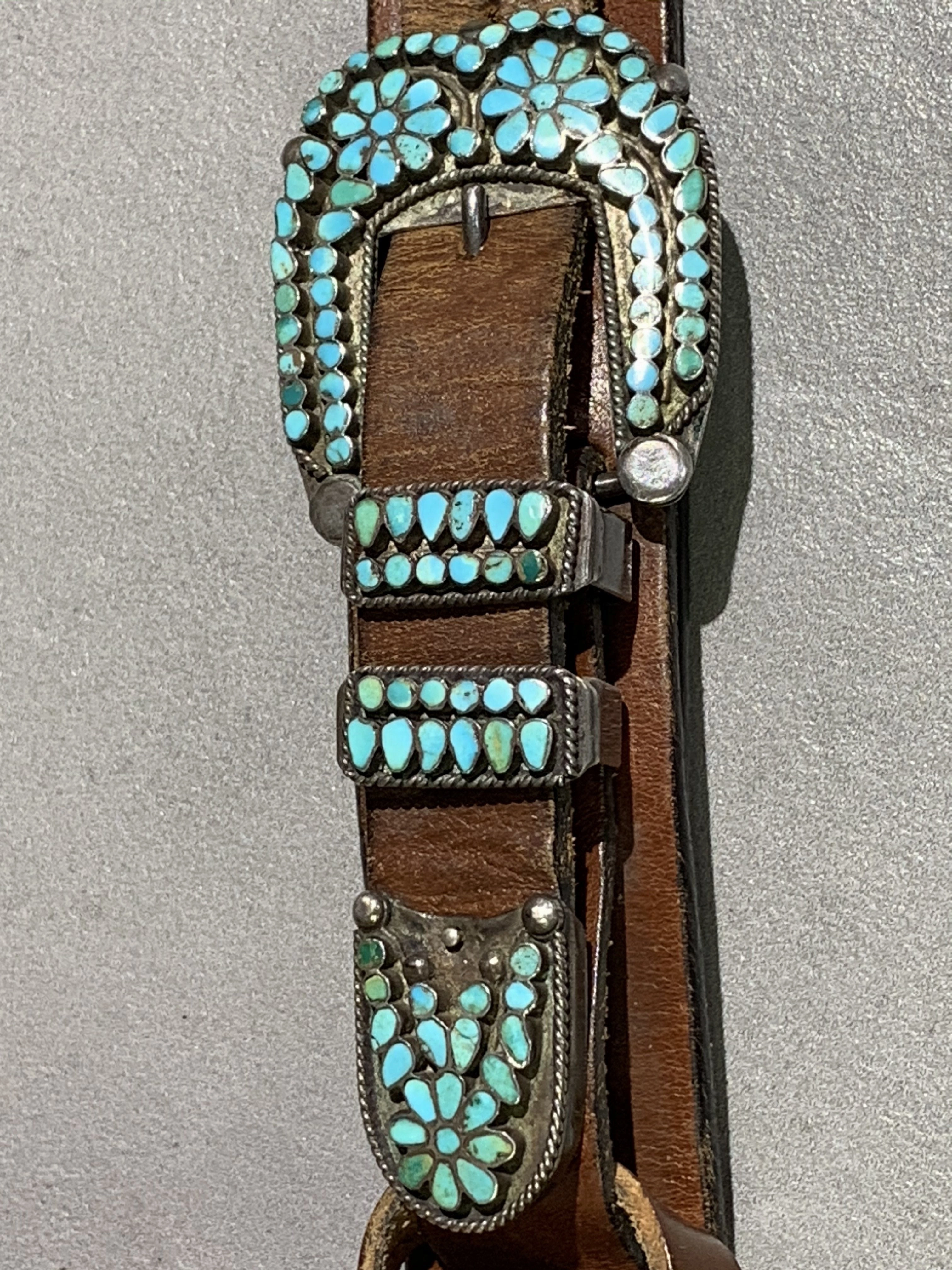 Vintage Dishta Turquoise Sterling Silver Ranger Set Sunset Style Glistening Finish