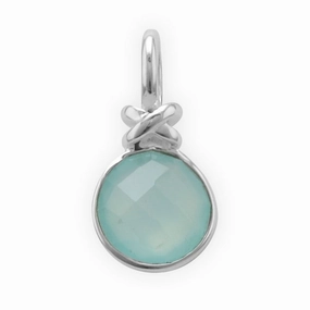 Romantic Accessory Sea Green Chalcedony Pendant Polished Sterling Silver