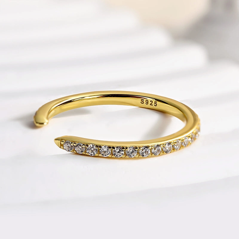 Louily Unique Yellow Gold Open Wedding Band In Sterling Silver Minimalist Touch