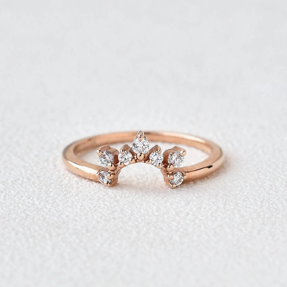 Moissanite Curved Rose Gold Wedding Ring Timeless Glow