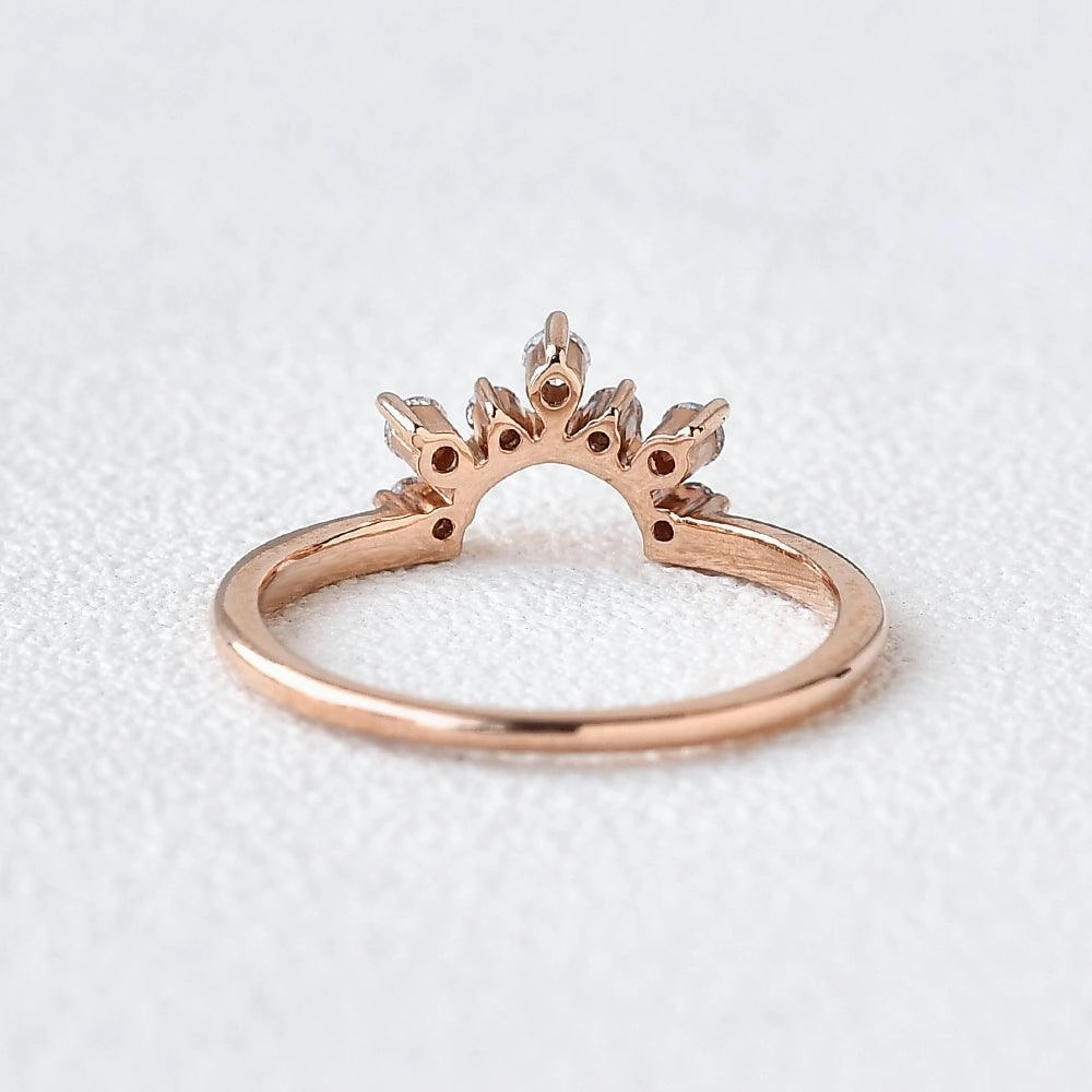 Moissanite Curved Rose Gold Wedding Ring Simple Look Trend Setting