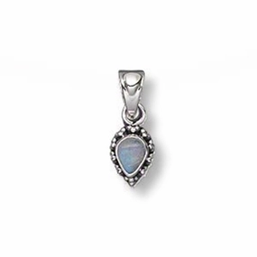 Trend Forward Rainbow Moonstone Teardrop Small Pendant Sterling Silver Beaded