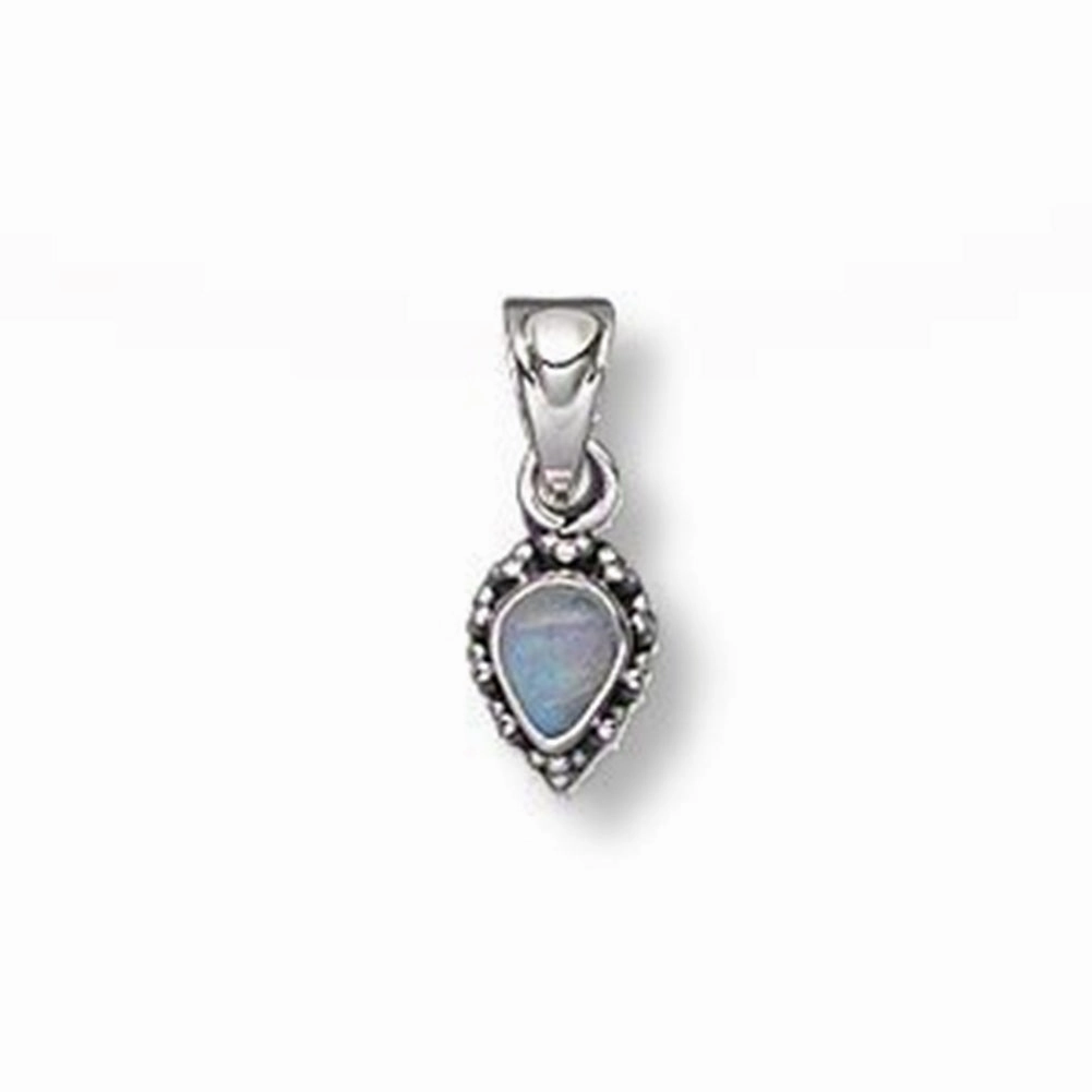 Trend Forward Rainbow Moonstone Teardrop Small Pendant Sterling Silver Beaded