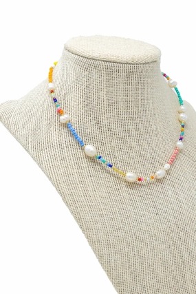 Splendid Accessory Graceful Spirit Rainbow Pearl Seed Bead Necklace