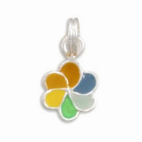 Exclusive Accent Bold Combo Rainbow Pinwheel Charm or Pendant Sterling Silver with Enamel Coloring