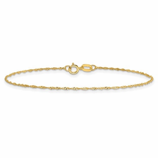 Best Mixes Endless Evolution REAL 14k Yellow Gold 1mm Singapore Chain Bracelet Anklet Spring Lock