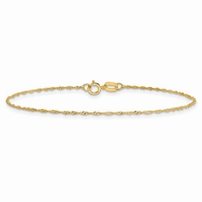 Best Mixes Endless Evolution REAL 14k Yellow Gold 1mm Singapore Chain Bracelet Anklet Spring Lock
