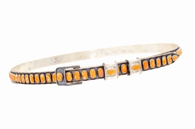 Trendy Pieces James Freeland Navajo Handmade Adjustable Sterling Silver Orange Spiny Oyster Hat Band