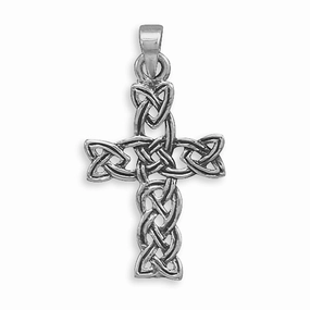 Beauty Touch Celtic Cross Woven Oxidized Sterling Silver, Pendant Only