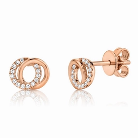 refined design Safe Appearance Bremer Jewelry You & Me Round Small Hoop Diamond Earrings in 14K Rose Gold (0.09ctw)