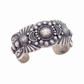 night look Glistening Glow Harry H Begay Handmade Navajo Sterling Silver Bracelet