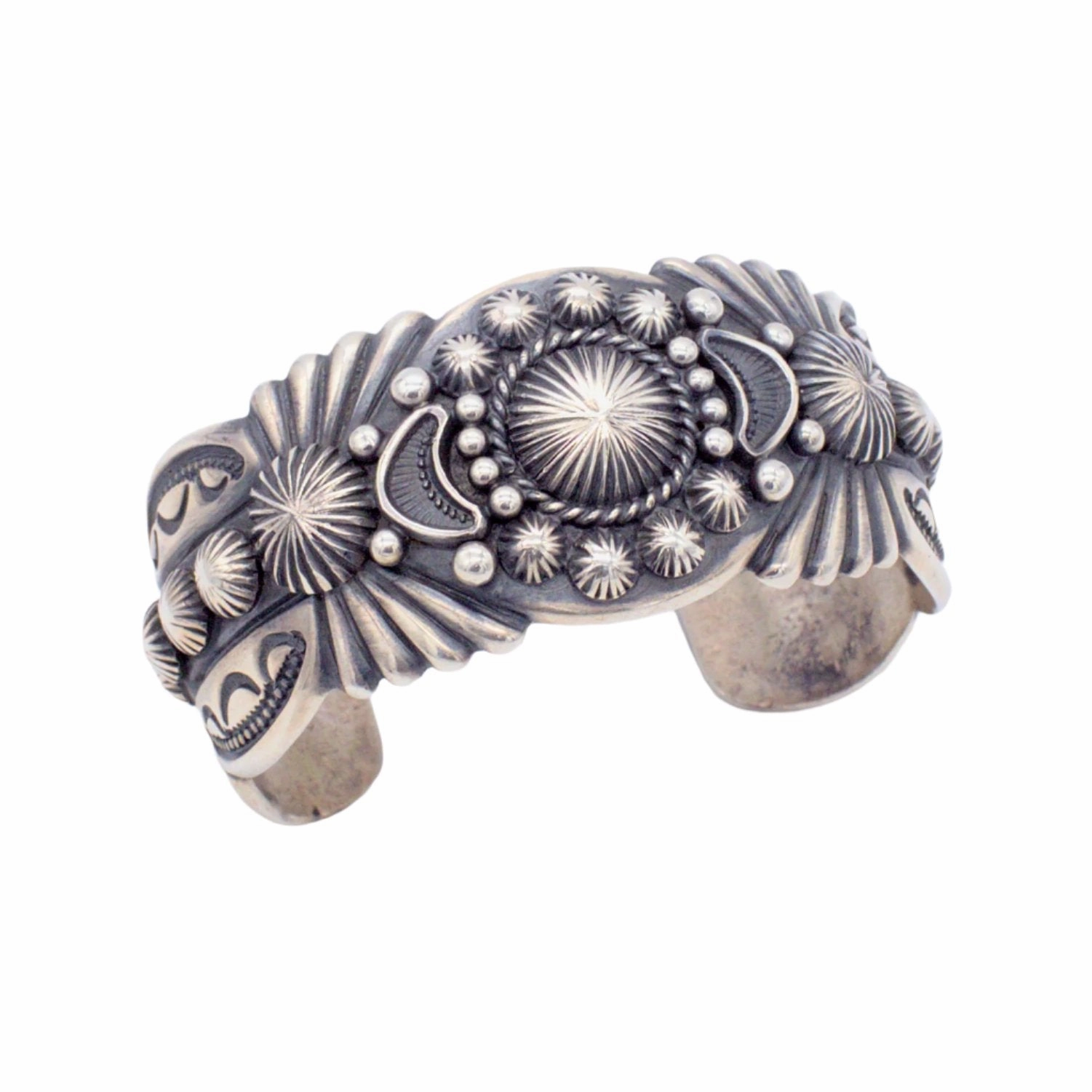 night look Glistening Glow Harry H Begay Handmade Navajo Sterling Silver Bracelet