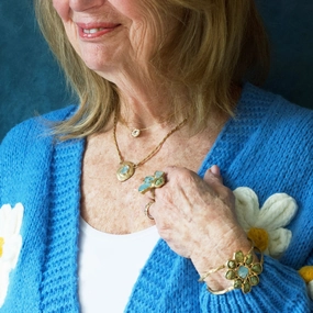 Perfect Present Reflector Pendant - Brass   Aquamarine