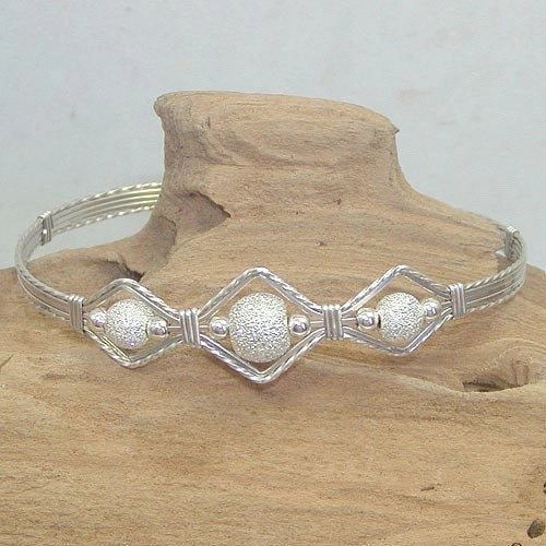 3-Bead Point Sterling Silver Stardust Beads Wire Wrapped Bracelet Overnight Success