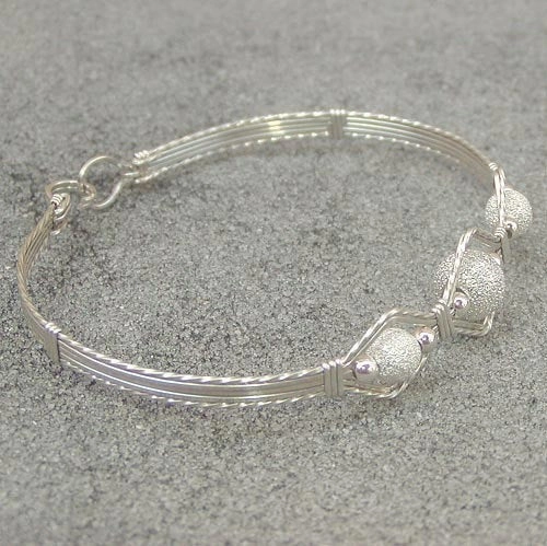 3-Bead Point Sterling Silver Stardust Beads Wire Wrapped Bracelet Pass Down Treasure Esteemed Amalgamations