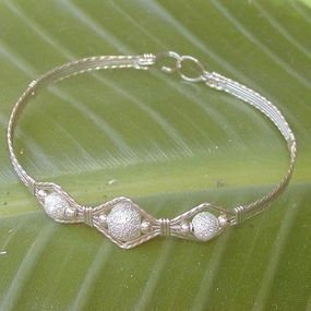 3-Bead Point Sterling Silver Stardust Beads Wire Wrapped Bracelet Commendable Amalgam Meaningful Combination