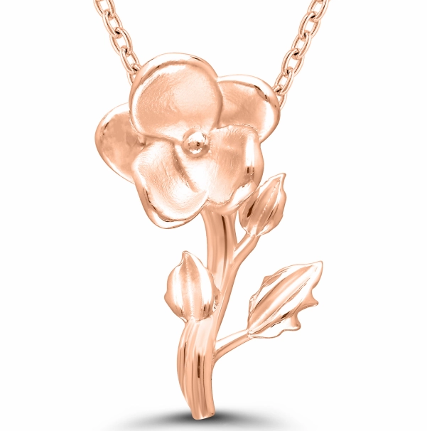 Bremer Jewelry 925 Rose Sterling Silver/Gold Plated February Birth Flower "Violet" Necklace Bold Style