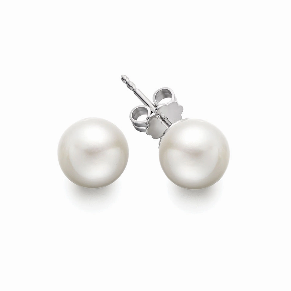 Lightweight Aesthetic Artistic Piece Bremer Jewelry 5.5-6.0mm Akoya Cultured Pearl Stud Earrings in 14K White Gold
