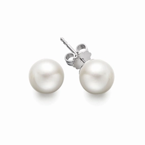 Lightweight Aesthetic Artistic Piece Bremer Jewelry 5.5-6.0mm Akoya Cultured Pearl Stud Earrings in 14K White Gold