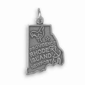 Luxury Collection Rhode Island State Charm Antiqued Sterling Silver