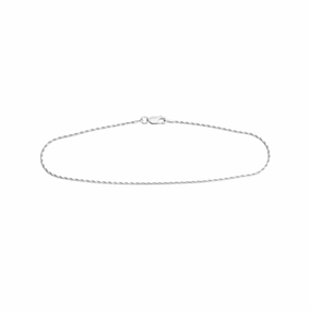 Natural Detail Rhodium-plated Sterling Silver 10-inch Diamond-cut Rope Chain 1.3mm Wide Non-tarnish