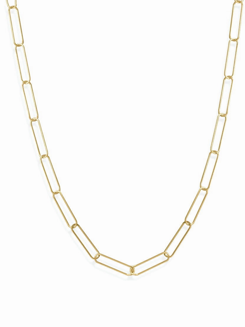 Paperclip Chain Necklace Gold-plated Sterling Silver Radiant Piece Quiet Grace